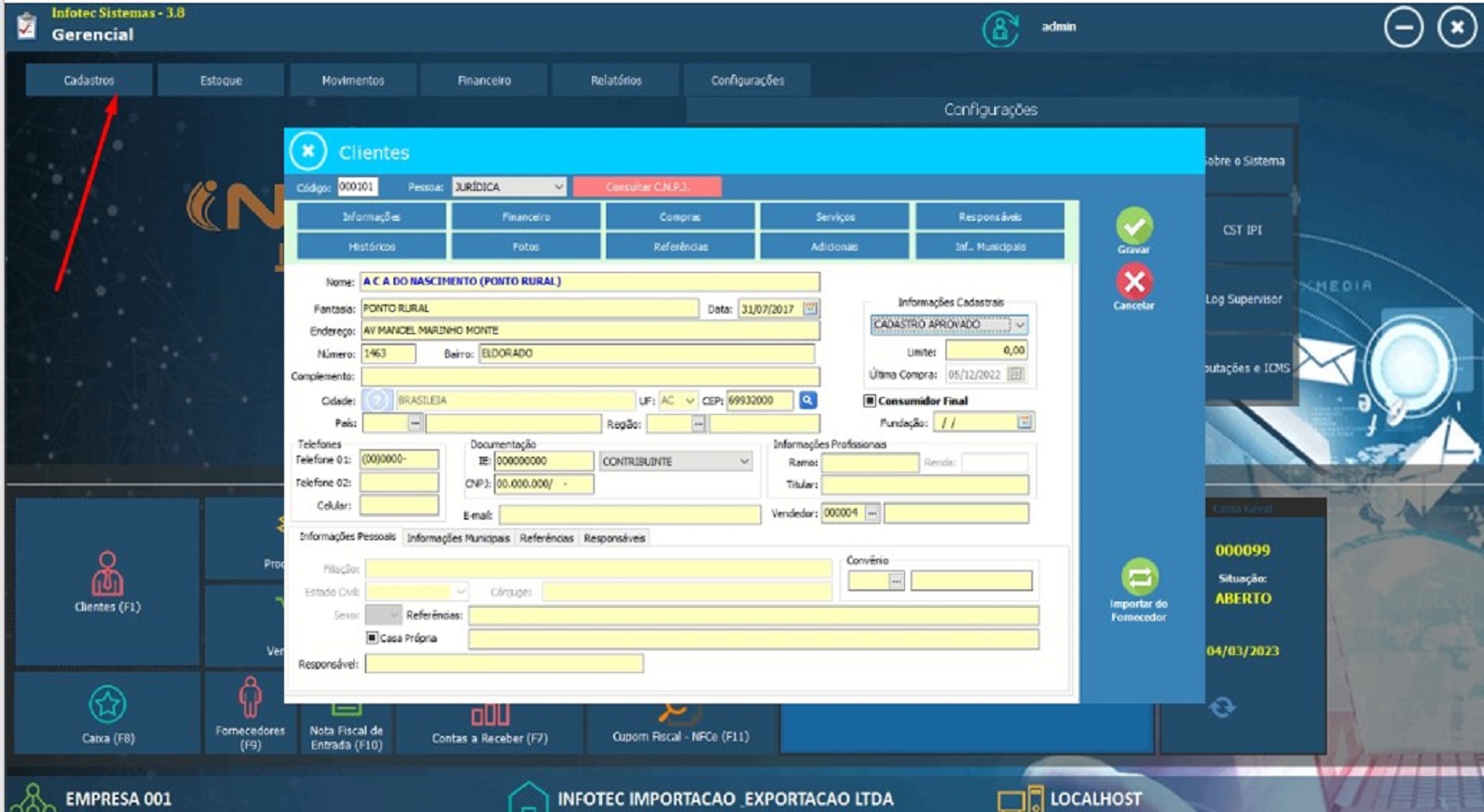 cadastro de clientes